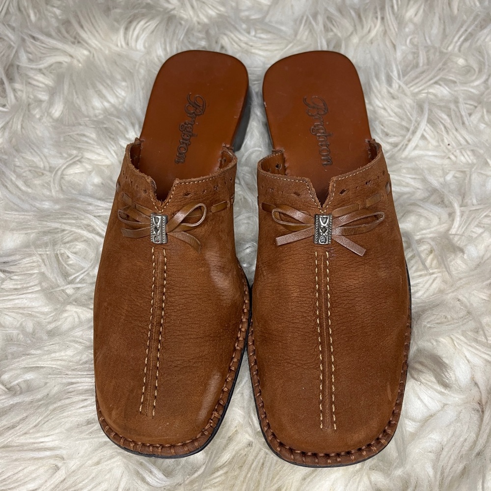Brighton Napa suede square toe mules